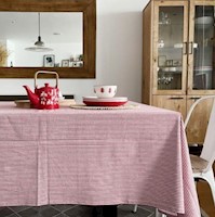 Mantel para Mesa Rayas 100% Algodòn 160x280cm Rojo | SaviHome
